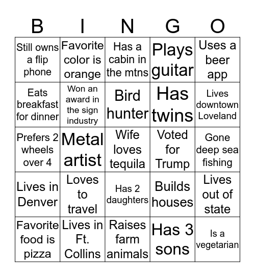 Getting to Know You Bingo Card