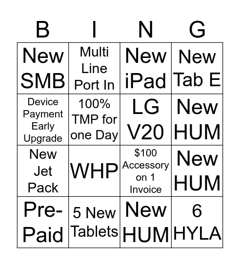 Team Relentless Bingo (Tier 1 Stores) Bingo Card