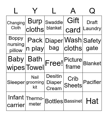 Bingo Baby Bingo Card