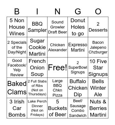 Durbins Bingo Card