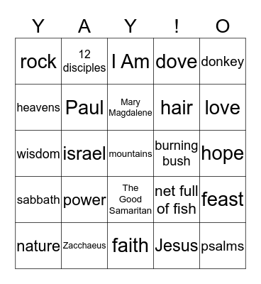 Bible Bingo Card