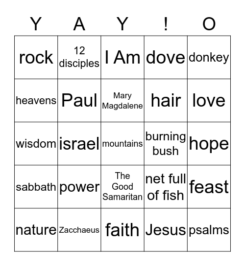 Bible Bingo Card