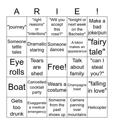 BACHELOR BINGO Card