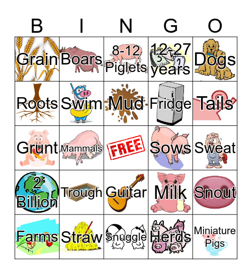 Pig Bingo Card