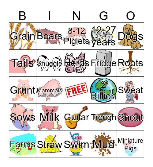 Pig Bingo Card