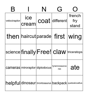 Chapter 5: 3-4 Bingo Card