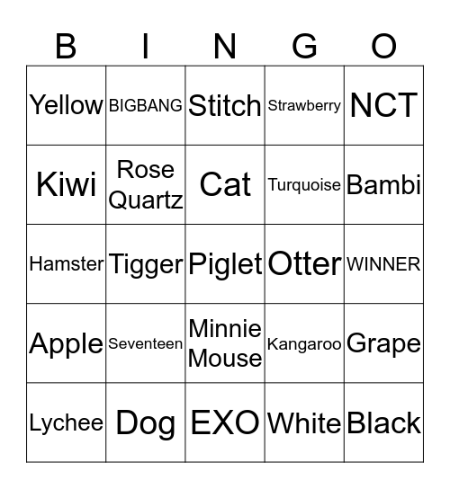 Demi’s Bingo Card