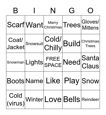 Winter Bingo Card