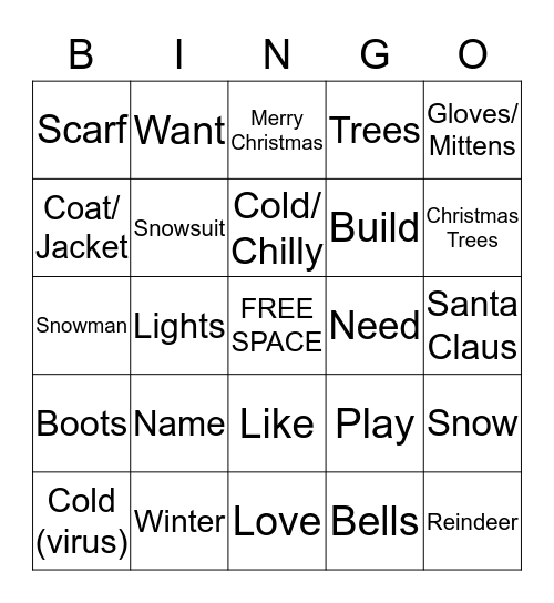 Winter Bingo Card