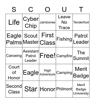 Troop 212 Bingo Card