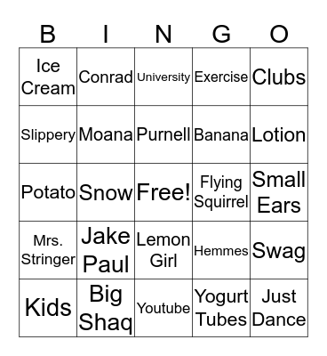 Purnell Bingo! Bingo Card