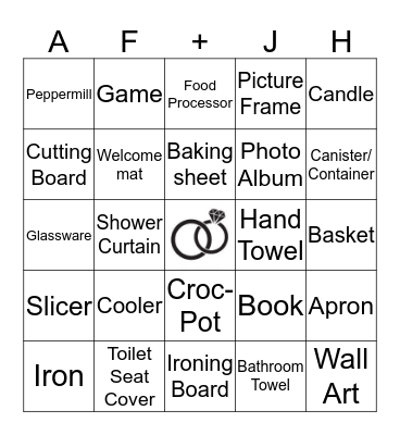 Wedding Shower Bingo Card