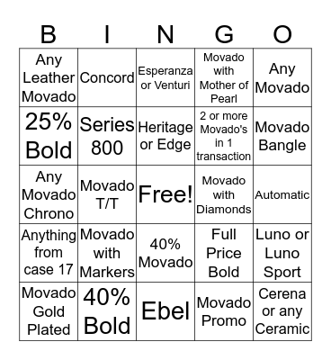 Bingo is BACK! Bingo Card