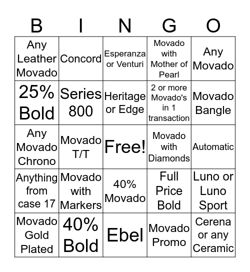 Bingo is BACK! Bingo Card