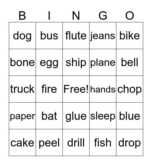 Short and Long Vowels Bingo Card