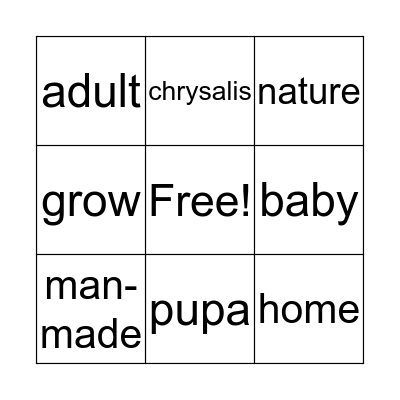 Living Things Bingo Card