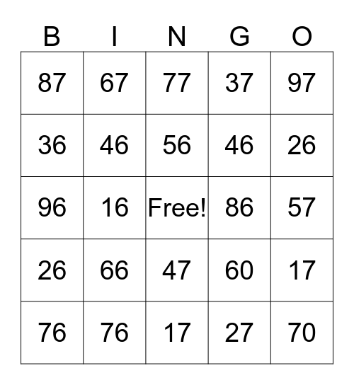 Spanish bingo Card