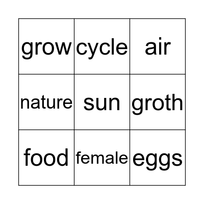 LIVING THINGS Bingo Card