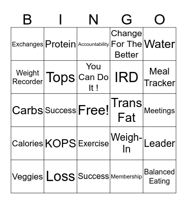 TOPS BINGO Card