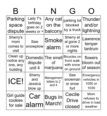 Mom's Winter Bingo Card 3 Bingo Card