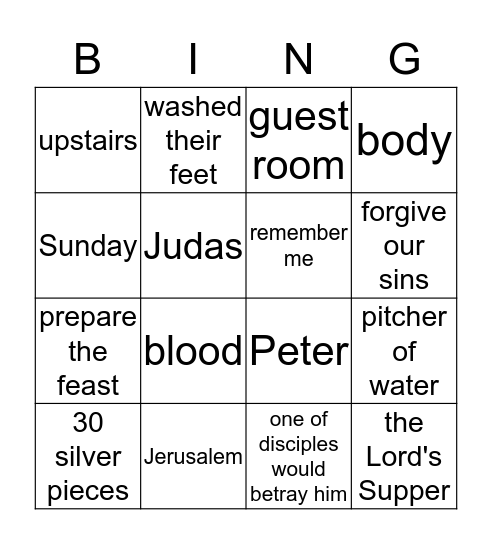 Last   Supper   Bingo Card