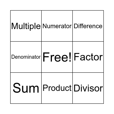 Vocabulary Bingo Card