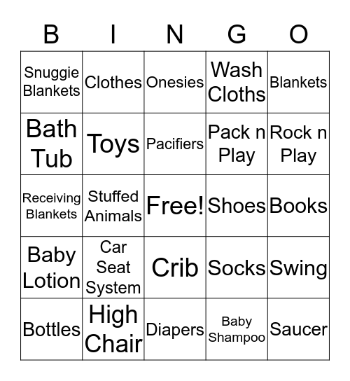 Baby Bingo Card
