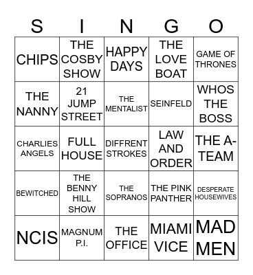 142 TV THEMES PART 1  Bingo Card