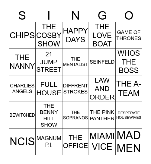 142 TV THEMES PART 1  Bingo Card