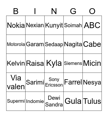 Bismillah Bingo Card