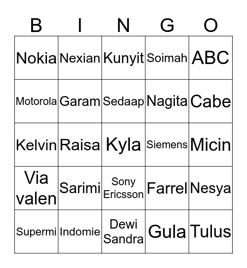 Bismillah Bingo Card