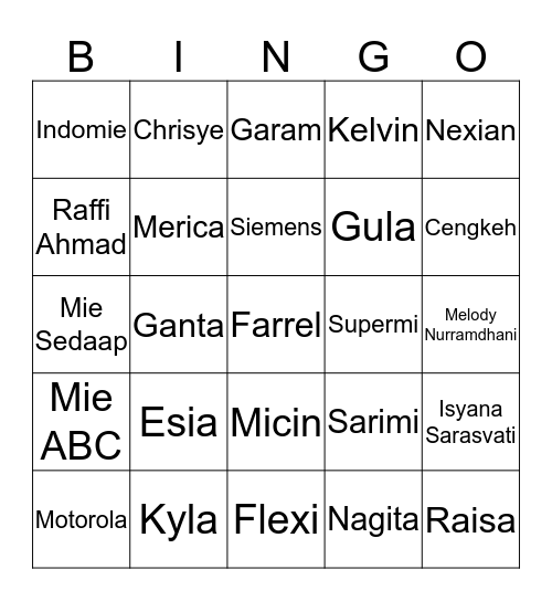 Aksal. Bingo Card