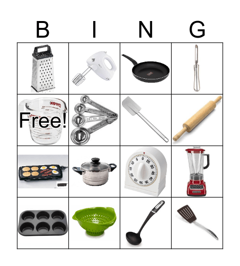 Kitchen Bingo Card