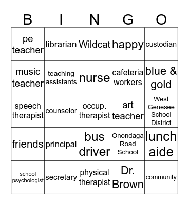 New Kids' BINGO Card