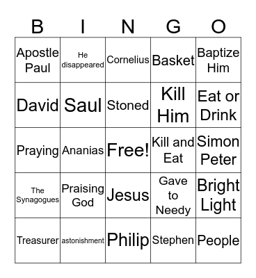 BIBLE STORY BINGO Card