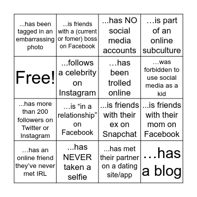 Someone who.. Bingo Card