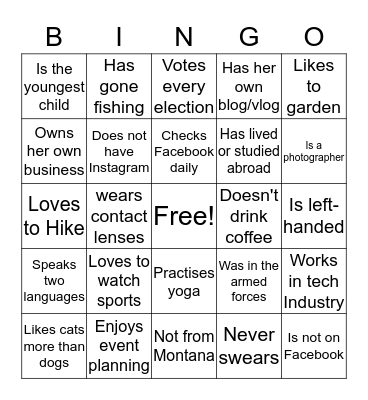 BPW Networking Bingo Card