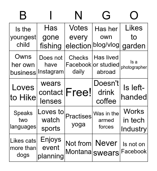 BPW Networking Bingo Card