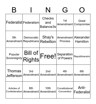 Government Bingo Card