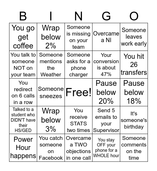 QT BINGO Card