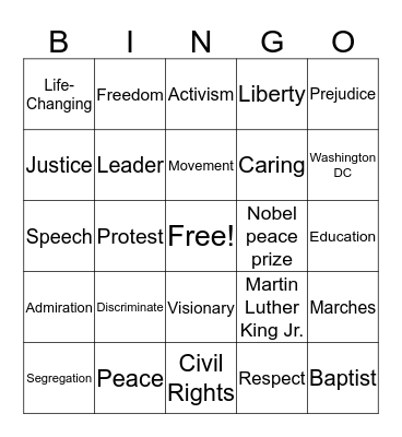 MLK Bingo Card