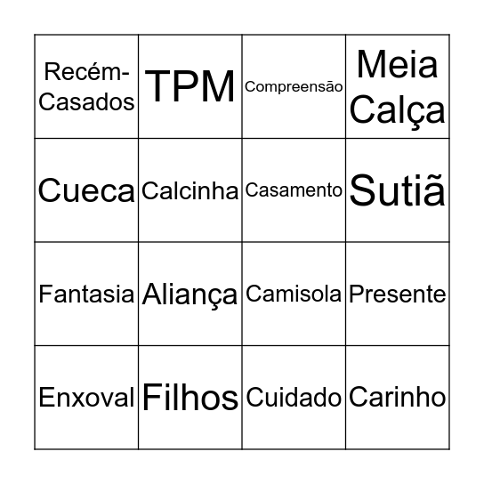 Chá da Jheny  Bingo Card