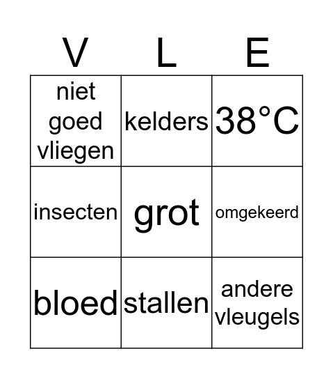 de vleermuis Bingo Card