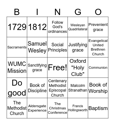 UMC Bingo Card