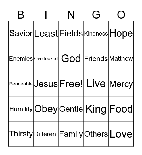 KINDNESS Bingo Card