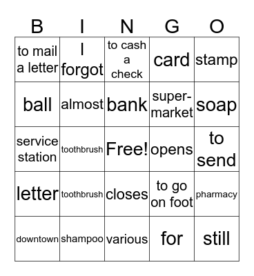 spanish Bingo Card