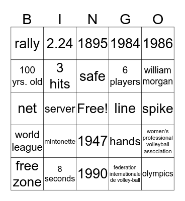 VOLLEYBALL Bingo Card