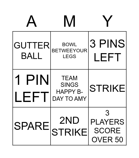 BOWLING TEAM BINGO Card