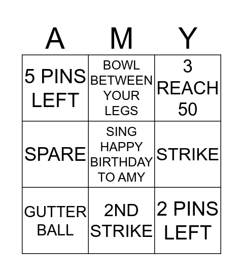 BOWLING TEAM BINGO Card