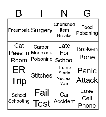 Shitty Year Bingo Card